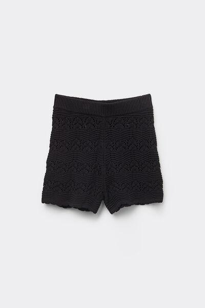 Black Openwork Shorts, , large image number 4