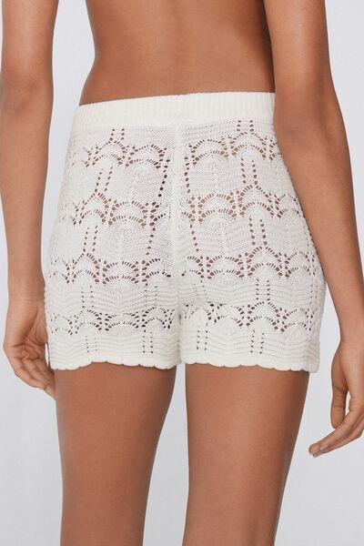 White Openwork Shorts, , large image number 2