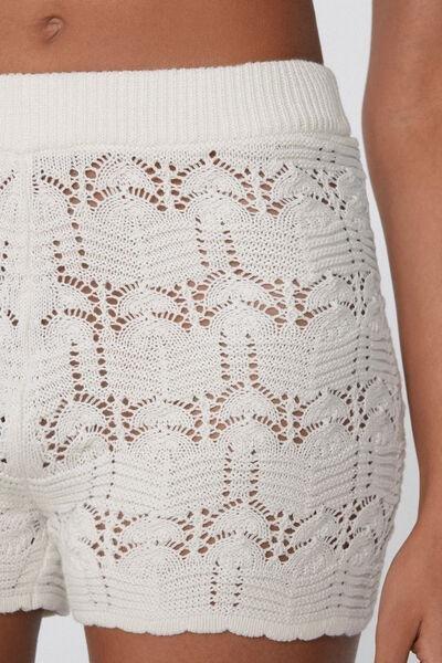 White Openwork Shorts, , large image number 3