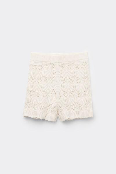 White Openwork Shorts, , large image number 4