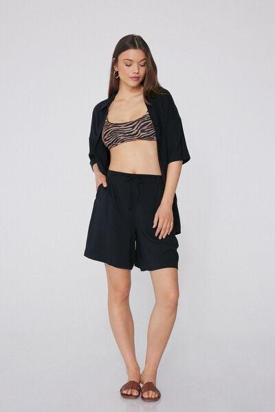 Black Canvas Bermuda Shorts, , large image number 1