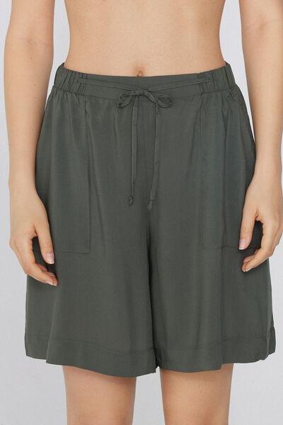Green Canvas Bermuda Shorts, , large image number 0