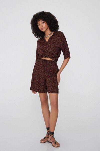 Brown Canvas Bermuda Shorts, , large image number 1