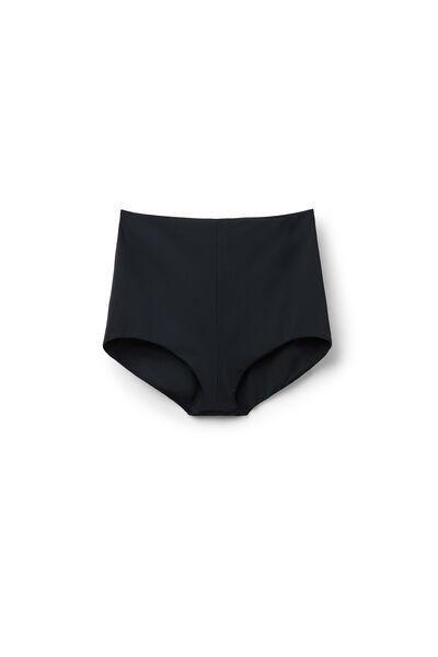 Black Form-Fitting High-Waist Knickers, Black, medium