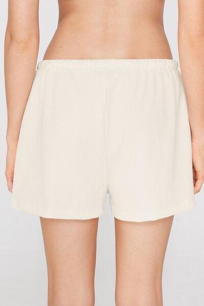 White Crinkle Effect Shorts, Milk White, large image number 2