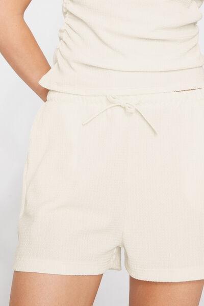 White Crinkle Effect Shorts, Milk White, large image number 3