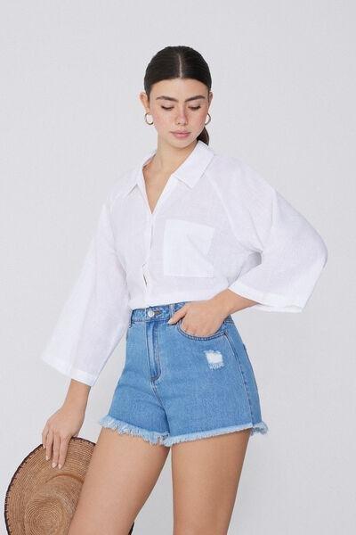Blue Denim Shorts, 5701_565W, large image number 5