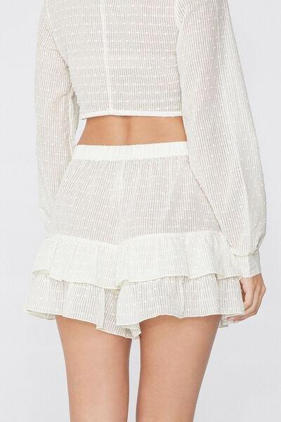 Cream Ruffled Shorts, , large image number 2