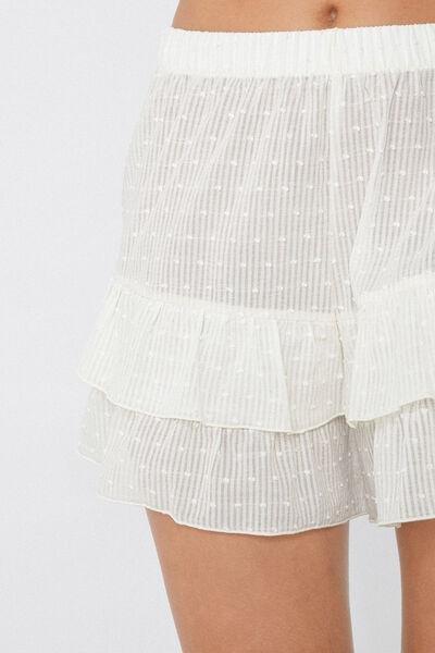 Cream Ruffled Shorts, , large image number 3