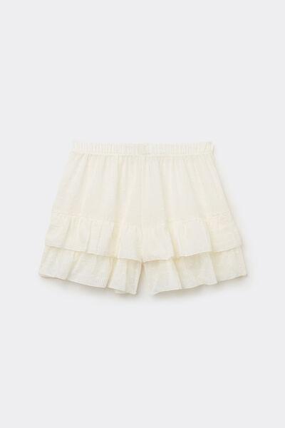 Cream Ruffled Shorts, , large image number 4