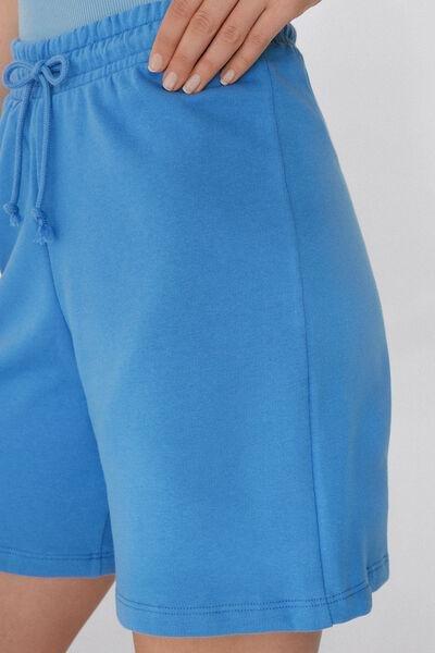 Blue Drawstring Bermuda Shorts, , large image number 3