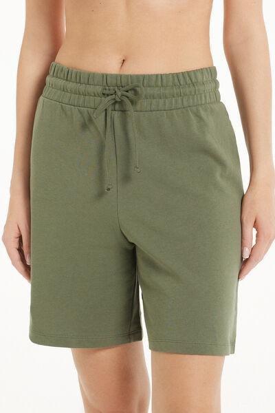 Khaki Elastic Waist Shorts, , medium