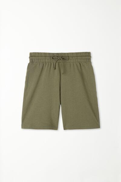 Khaki Elastic Waist Shorts, , large image number 4