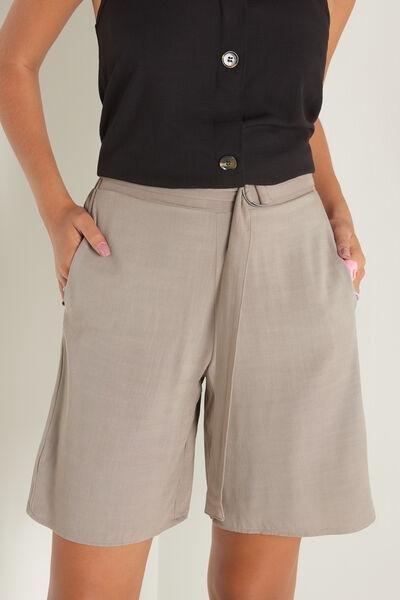 Brown Cotton Canvas Belt Bermudas, 5701_317U, large image number 1