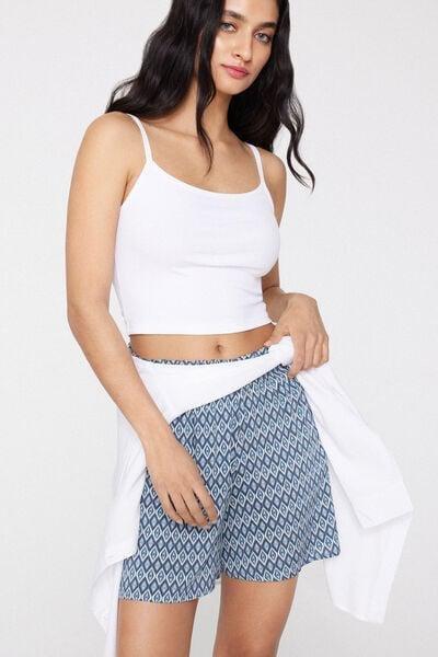 Blue High Waist Lightweight Canvas Culottes, 5701_589Z, medium