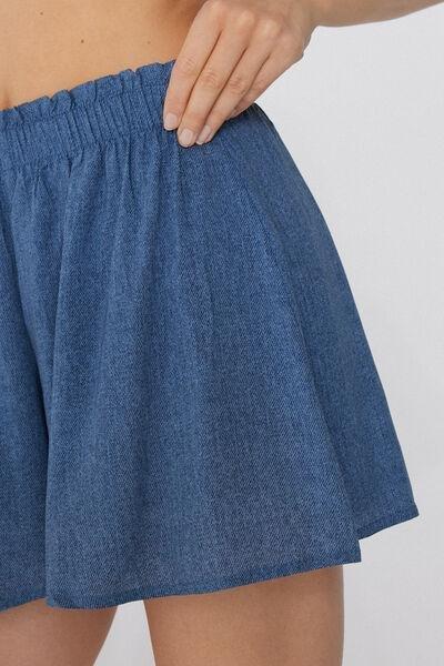 Blue High-Waisted Shorts, , large image number 3