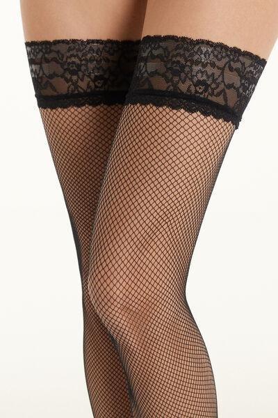 Black Micro Mesh Hold-Ups, , large image number 2