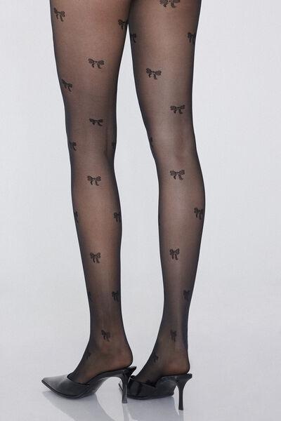 40 Denier Patterned Tights, Black, 5701_080Y, large image number 0