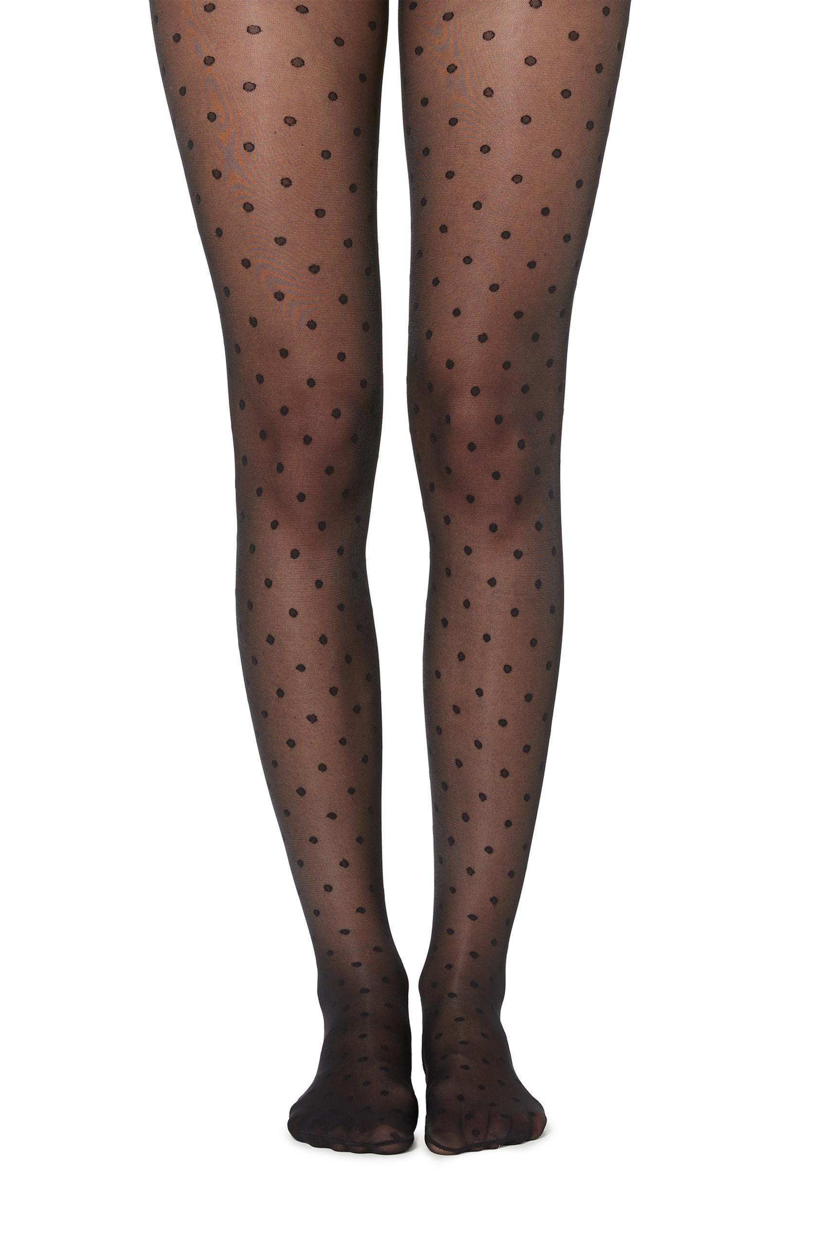 40-Denier Printed Tights, Black, , medium