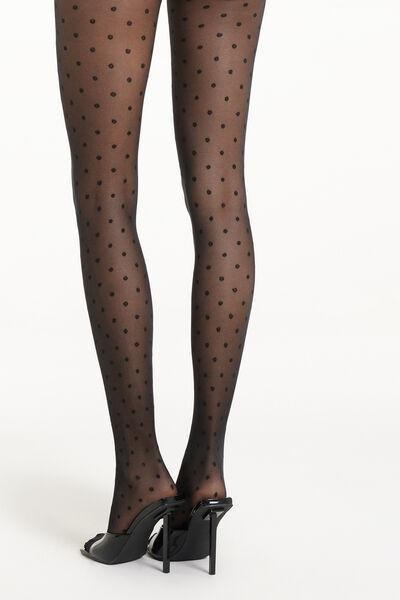 40-Denier Printed Tights, Black, , large image number 1