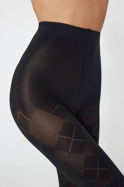 50 Denier Patterned Tights, Black, 5701_728Z, medium