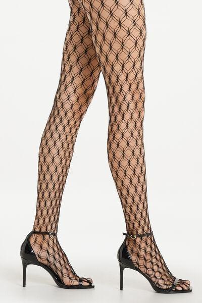 Black Honeycomb-Effect Fishnet Tights, , large image number 1