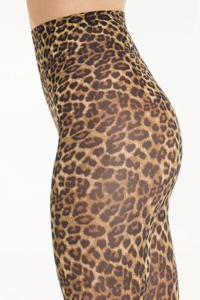 100 Denier Animal Print Tights, Brown, , large image number 2