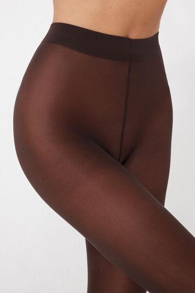 30 Denier Semi-Opaque Tights, Maroon, Coffee Brown, large image number 1