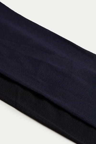 50 Denier Opaque Tights, Set Of 2, Multicolour, Black/sky Blue, medium