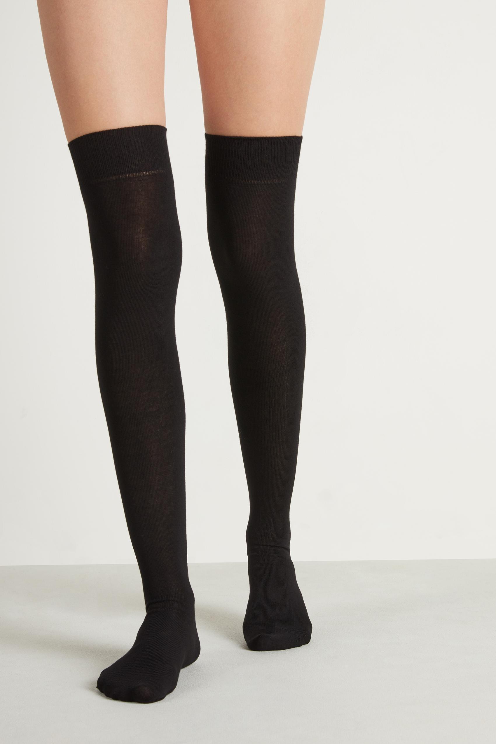 Black Over-Knees Socks, Black, large image number 1