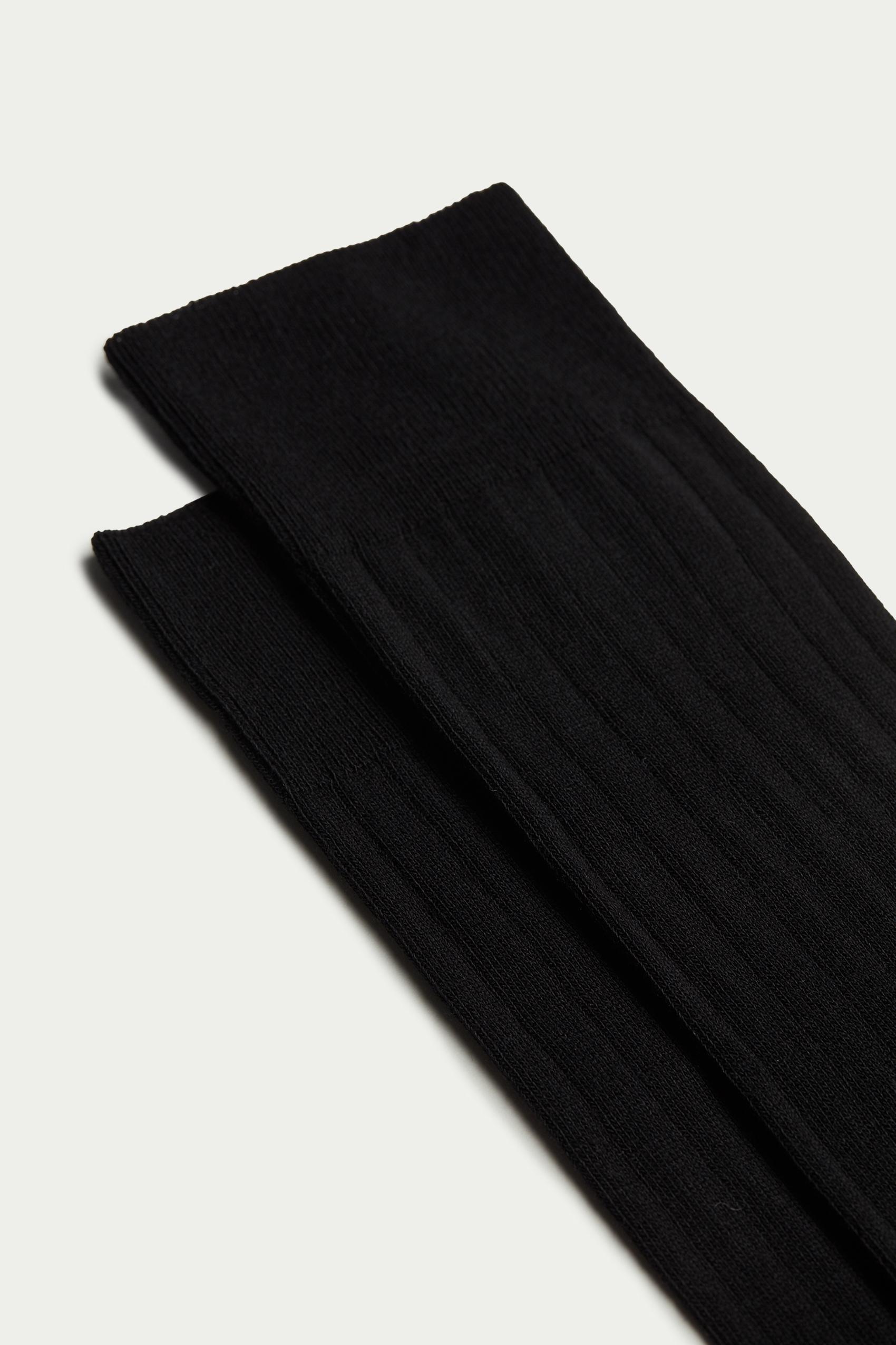 Black Ribbed Over-Knees, Black, large image number 2