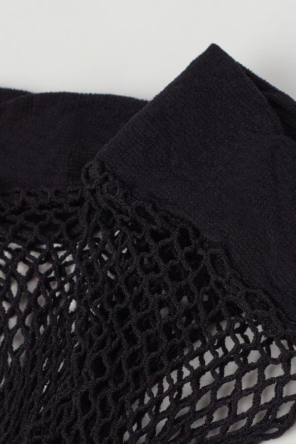 Black Bow Mesh Knee-Highs, , large image number 1