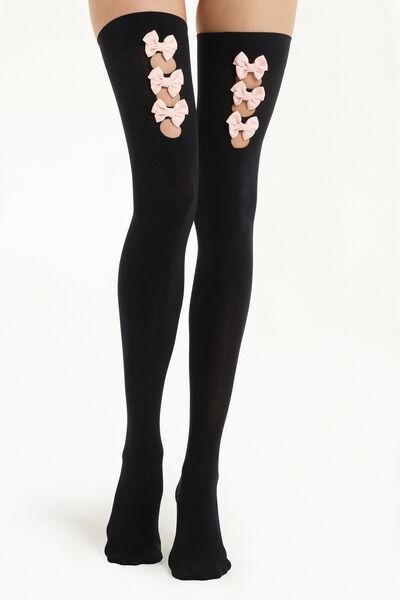 100 Denier Stockings, Black, Black, medium