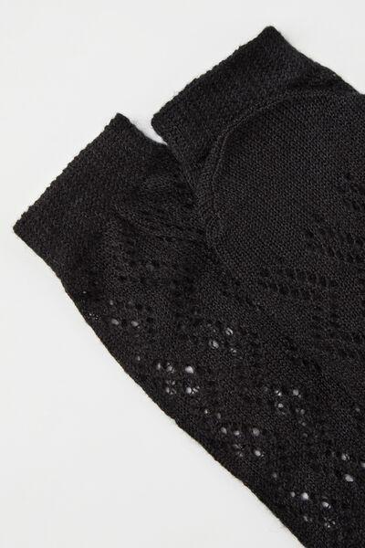 Black Long Thick Openwork Knee-Highs Tights, , large image number 1