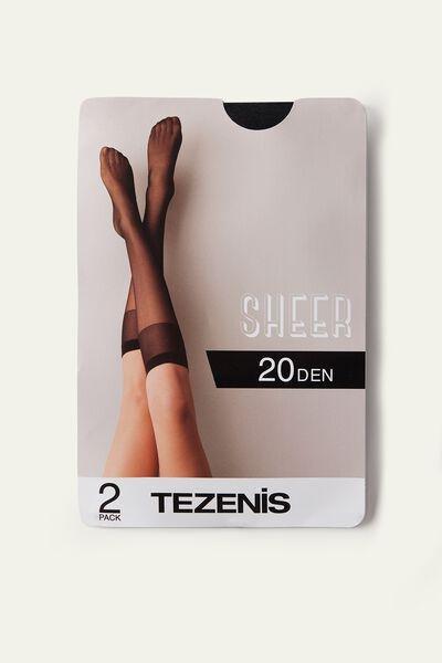 Multicolour 20 Den Appearance Sheer Knee-Highs, Set Of 2, Black, large image number 4