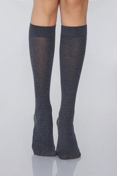 50 Denier Soft Microfibre Knee-Highs, Grey, Dark Grey Blend, large image number 0