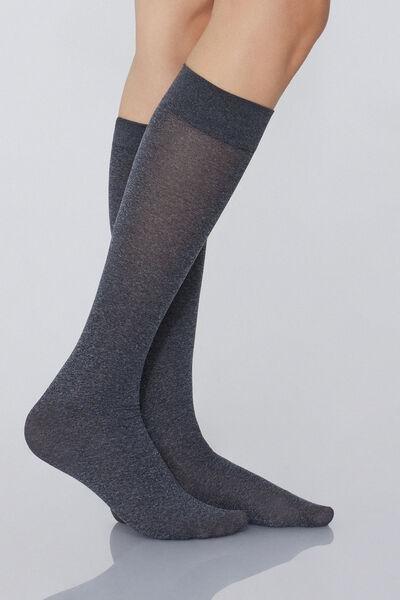 50 Denier Soft Microfibre Knee-Highs, Grey, Dark Grey Blend, large image number 1