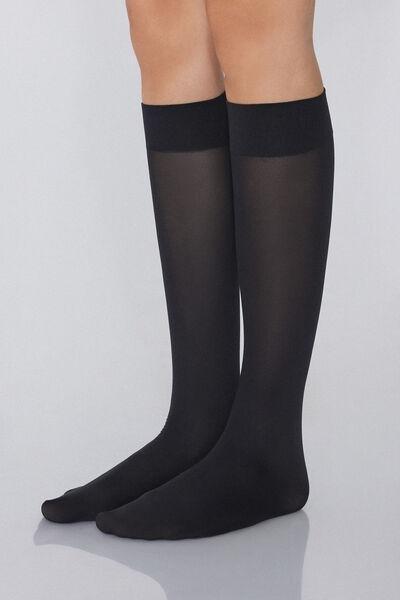 Black 2 X 50 Den Microfibre Knee-Highs, Black, large image number 1
