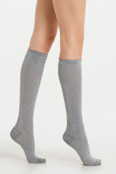 Grey Stockings Made Of Light Cotton With A Pattern, , large image number 0