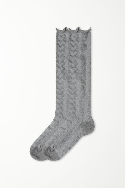 Grey Stockings Made Of Light Cotton With A Pattern, , large image number 1