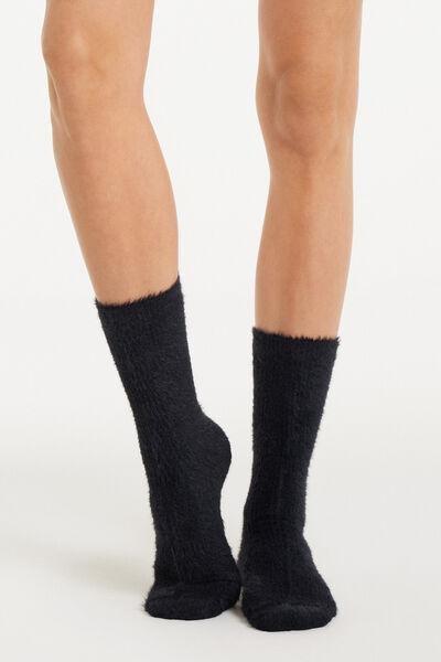 Black 3/4 Length Heavy Furry Socks, , large image number 0