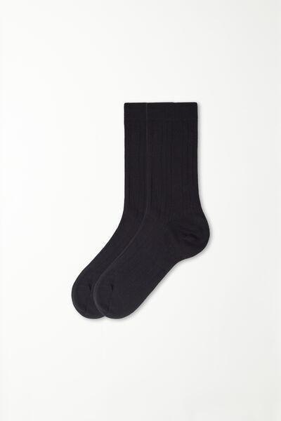 Black 3/4 Length Irregular Ribbed Socks, Black, large image number 1