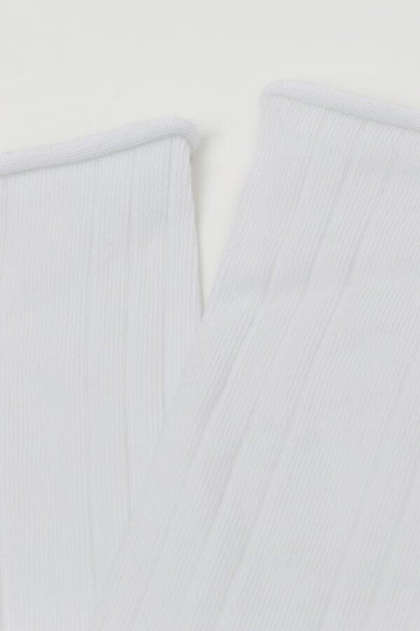 White Ribbed Socks, White, large image number 1