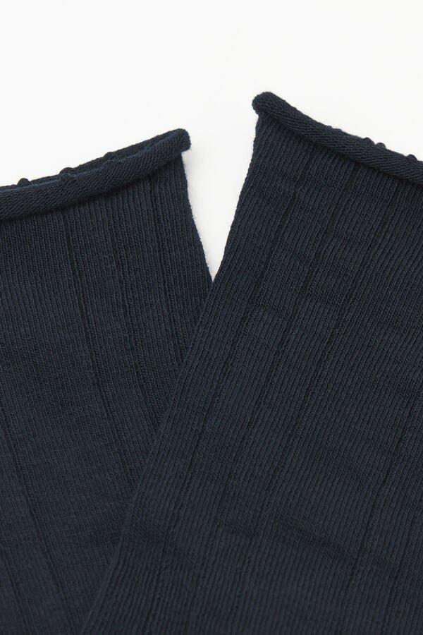 Blue 3/4 Length Ribbed Socks, Blue, large image number 1