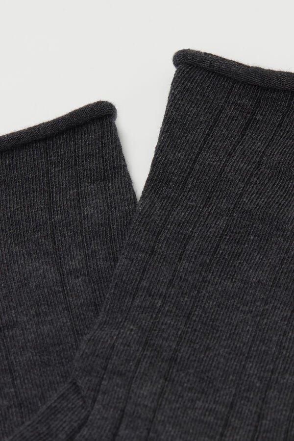 Grey Ribbed Socks, 5701_171W, large image number 1