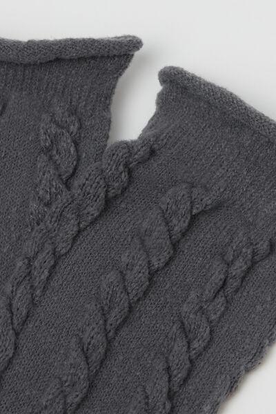 Grey Thick Cable Knit Socks, 5701_295Y, large image number 1