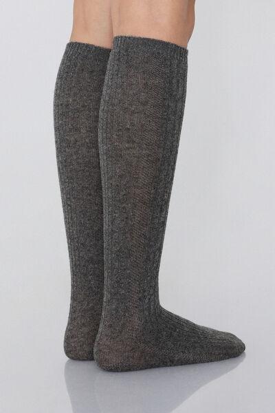 Grey Long Knitted Socks, 5701_172W, large image number 0