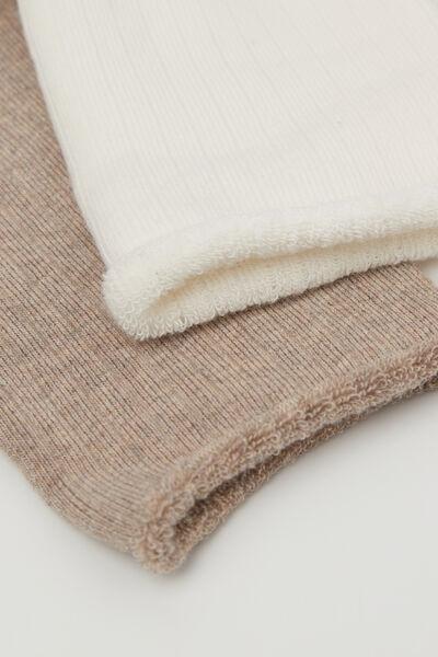 White / Beige Thick No-Hem Socks, Set Of 2, 5701_138Z, large image number 0