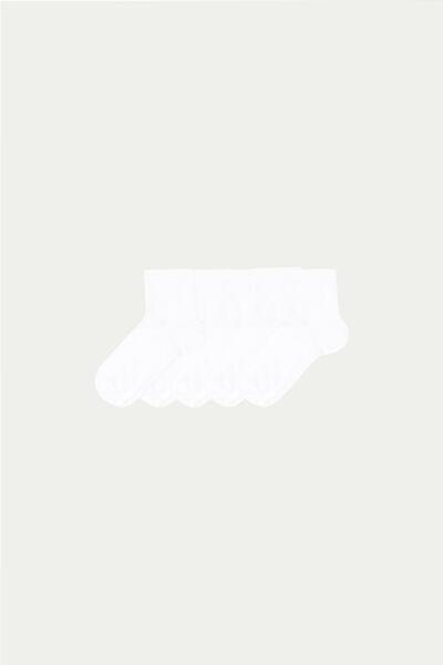 White Short Socks, Set Of 5, White, large image number 0