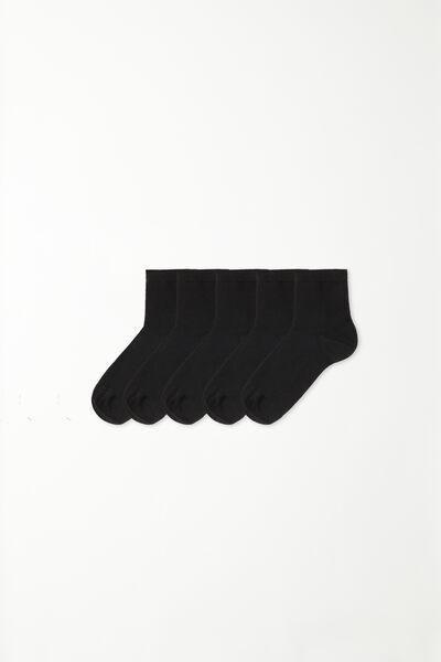 Black Short Socks, Set Of 5, Black, large image number 0